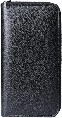 Zdjęcie produktu dla Duża skórzana torba z zamkiem dla mężczyzn, pojemna, czarna, 20 x 10,5 cm