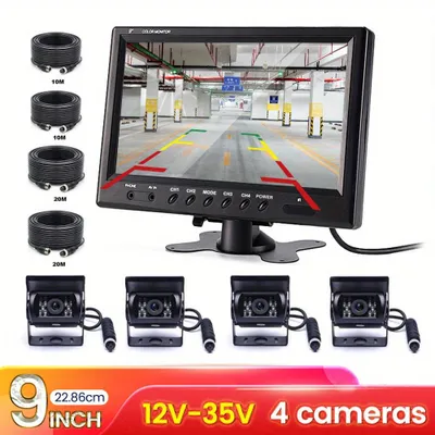 Produktbild von Rückfahrkamera - Parkkamera - Einparkhilfe - Rückfahrkamera - 4-Kamera-Set - 9-Zoll-Monitor