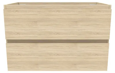 Image de Acezanble Meuble de salle de bain sans vasque suspendu à 2 tiroirs, chêne mat, MDF, 79x46x52 cm