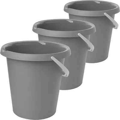 Produktbild von Praktisches Eimer 3er-Set Classic, robust, vielseitig, mit Griff, hellgrau