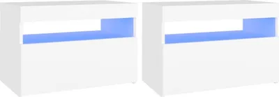 Obrázok produktu pre vidaXL Nočné stolíky LED osvetlenie 2 ks. Biely 60x35x40cm odvodený drevený výrobok