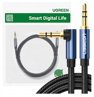Immagine prodotto di Ugreen Cavo Aux angolato 2 X Mini Jack 3,5 Mm 1M Blu (Av112)