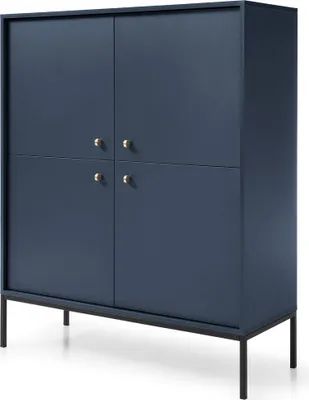 Produktbild von Masseno Kommode MONDO 104 cm Highboard mit 4 Türen für Wohnzimmer Schlafzimmer Modern 104x39x125 cm Blau / Blau