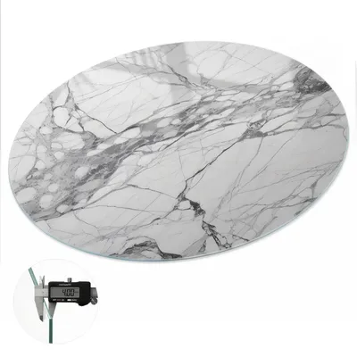 Produktbild von Glas Tischplatte fi60 cm – Tischauflage aus gehärtetem Glas – Glasplatte für Esstisch – Küchentischplatte aus Glas – Tischschutz Glas modern – Dekorative Glasplatte – Pflegeleichte Glastischplatte – Sicherheitsglas Tischplatte – Marmor-Eleganz
