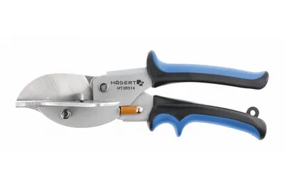 Produktbild von Högert Technik - Profilschere mit Winkelmesser - Gehrungsschere Winkelschere für präzisen Schnitt an Kunststoff Gummi Holz - Schneidbar bei 0°, 30° und 45° - Rutschfeste Beschichtung
