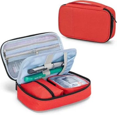 Image de Trousse de voyage pour diabétiques avec lecteur de glycémie et pochette à médicaments