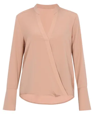 Produktbild von Damen Bluse Beige reguläre Passform mit V-Ausschnitt und Schlitz Größe L