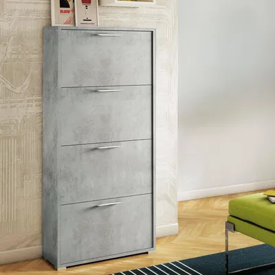 Immagine prodotto di Dmora Scarpiera Adeindein 28x67x147h cm Grigio Cemento, 24 Paia 4 Ante Italy