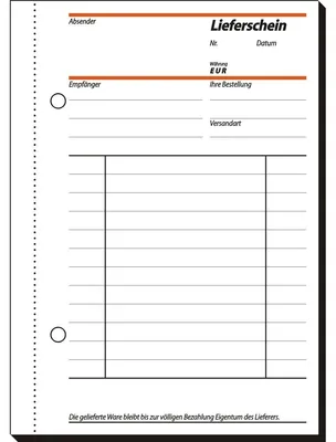 Produktbild von SIGEL SD013 Lieferscheine, mit Empfangsschein, 1. und 2. Blatt bedruckt, A6, selbstdurchschreibend, 2 x 40 Blatt