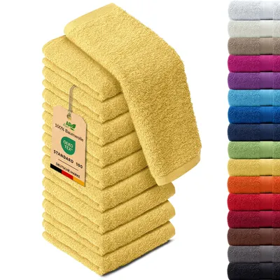 Produktbild von 10er-Set ARIZONA Handtuch-Serie von AR Line – 100% Baumwolle, 500 g/m², 10er-Set Seiftücher 30x30 cm, Gelb