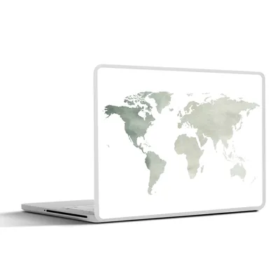 Produktbild von MuchoWow® Laptop Aufkleber Sticker Cover Weltkarte - Grau - Weiß 32.5x23.5 cm - Sticker für Laptop - Selbstklebend