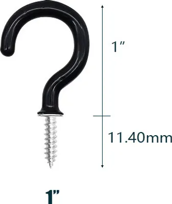 Produktbild von Schraubhaken Schwarz,Deckenhaken, Cup Haken Schrauben,1Zoll