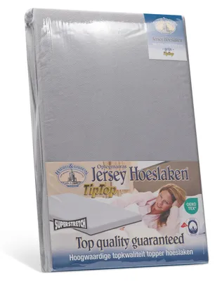 Productafbeelding van H&D Topper Hoeslaken - 100% Jersey Katoen - 90x200 cm - Tot 15cm matrasdikte - 220 g/m² - Grijs