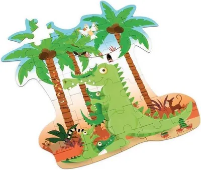 Produktbild von Konturpuzzle Krokodil 36 Teile – Kinder Tierpuzzle Spezialform