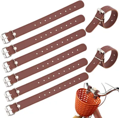 Productafbeelding van Leren riempjes fietsmand - 4 paar - Zwart