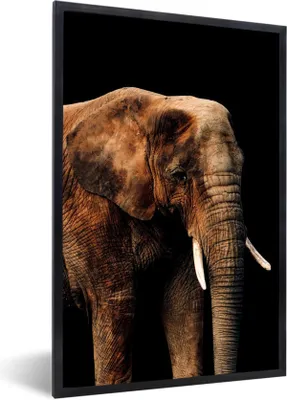 Produktbild von MuchoWow® MuchoWow® Gerahmtes Poster Elefant - Schwarz - Terrakotta 60x90 cm - Poster mit zchwarzem Bilderrahmen - Kunst