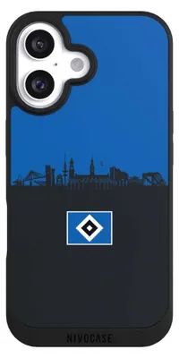 Produktbild von NIVOCASE Handyhülle für Apple iPhone 16  Hülle NIVOpure Case Schwarz HSV Hamburg Skyline