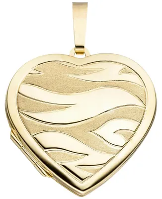 Produktbild von Medaillon Anhänger zum Öffnen Herz teilmattiert 585 Gold Gelbgold Damen