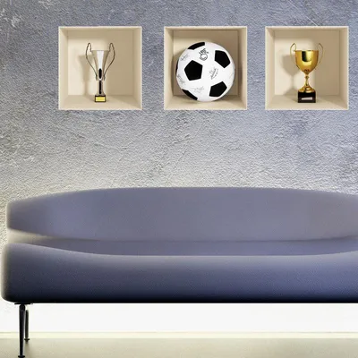 Produktbild von 3D-Effekt-Fußball- und Pokalaufkleber 30 x 90 cm