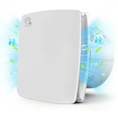 Produktbild von 6" Badlüfter Wandventilator mit Feuchtigkeitssensor & Nachlauf, 240 m³/h Leiser Abluftventilator Für Lüften Entfeuchten Geruch, Bad Küche Räumen, Weiß