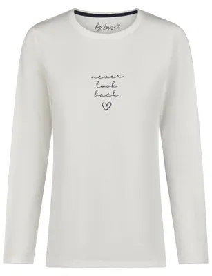 Produktbild von by Louise Damen-Langarmshirt Never look back" wollweiß M"