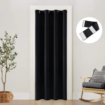 Image de Rideau de porte occultant, isolant thermique et phonique, dimensions 106,7 x 203,2 cm, couleur noire