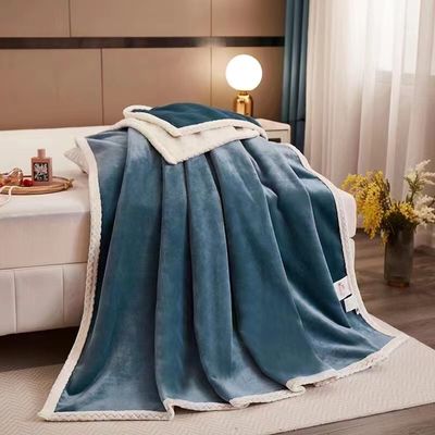 Kuscheldecke Doppelseitig Flauschige Weich Warm Dick Wohndecke Fleece Flanell 150 x 200cm 1,5kg Blau Weihnachtsgeschenk