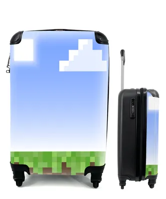 Obrázek produktu pro Kufr Příruční zavazadlo na kolečkách Malý cestovní kufr na 4 kolečkách Hry - Pixel - Hry - Grass - Minecraft - Velikost kabiny < 55x40x23 cm a