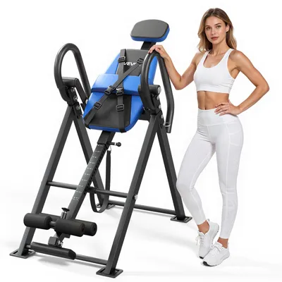 Obrázok produktu pre VEVOR, invertná stôl, nosnosť 136 kg, robustná invertná stôl na rehabilitáciu chrbta, invertná stôl s dvojitým uzamykacím mechanizmom, zariadenie na dekompresiu pre ramená, krk a chrbát, nastaviteľný popruh s viacerými polohami
