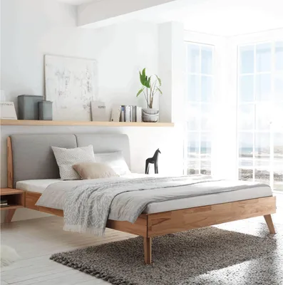 Produktbild von HASENA Bett Simone 20 Kernbuche Polsterkopfteil grau 140x200