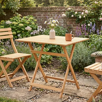 Produktbild von Dmora Outdoor Tisch Lestizza 80x60x72h cm Braun, 4 Plätze, Klappbarer Tisch