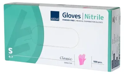 Zdjęcie produktu dla Rękawiczki nitrylowe Abena bezpudrowe różowe S – 100 sztuk