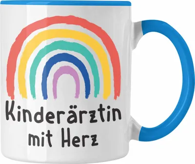 Produktbild von Trendation - Kinderärztin mit Herz Tasse Geschenk Geschenke mit Spruch Kaffeetasse Kinderärztin Dankeschön (Blau)