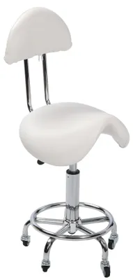 Produktbild von Ergonomischer Hocker mit Rollen und Rückenlehne - Weiß