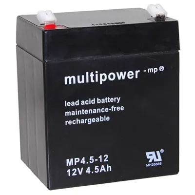 Zdjęcie produktu dla Akumulator kwasowo-ołowiowy Multipower MP4.5-12 12 V ze złączem Faston 4,8 mm