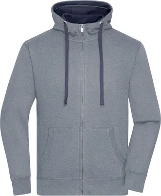 Produktbild von Sweat-Jacke mit Reißverschluss und Kapuze grey-melange/navy, Gr. 3XL