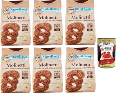 Produktbild von 6x Mulino Bianco Molinetti Biscuits Shortbread Buchweizen kekse, Frühstück voller Geschmack 350 g + Italian giourmet polpa 400g