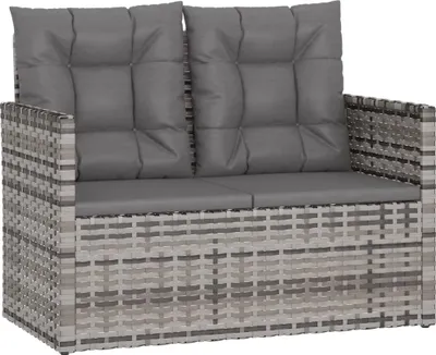Immagine prodotto di Panca da giardino con cuscini grigio 105 cm in poly rattan