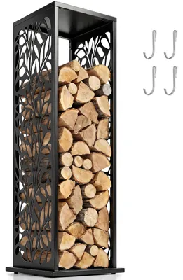 Produktbild von Brennholzregal 38 x 38 x 112cm erhöhtes Brennholzregal 4 Haken, für Garten Keller