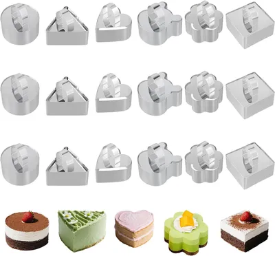 Produktbild von Dessertringe – Set mit 18 Stück – 4 cm hoch – Kleine Backformen aus Edelstahl