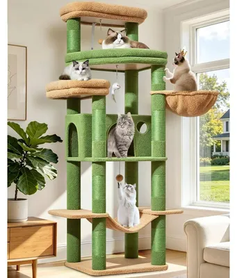 Produktbild von Kratzbaum Kletterbaum Katzenbaum - 180 cm - 6 Ebenen - 9 Sisal-Kratzstämme - Für große Katzen