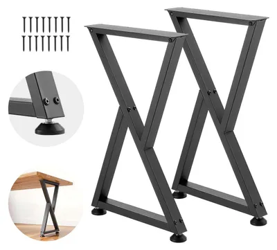 Image de SucceBuy Patins de table, lot de 2, 472 x 740 mm, piètement de table en Z avec une capacité de charge de 1 000 kg, pieds de table en acier au carbone, pieds de meuble, piètement de table, pieds de table pour bureaux, tables basses et tables à manger, noir