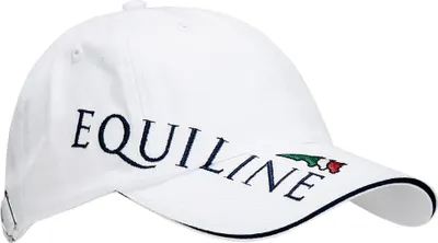 Produktbild von Equiline Basecap mit Logo, aus 100% Baumwolle, Navy-Weiß, verstellbar mit Metallschnalle und Luftlöchern