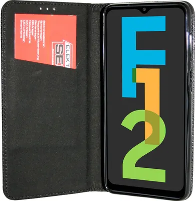 Imagen del producto de Funda tipo cartera "Smart" compatible con el teléfono SAMSUNG GALAXY F12 (F127G). Estuche, funda protectora con función de soporte y compartimento para tarjetas, color