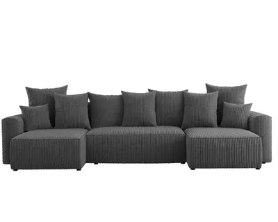 Produktbild von U-Form Sofa ANTONIO DENVER - 312x142x73cm, Wohnzimmersofa mit Schlaffunktion & Bettkästen - Eckarniutur, Couch U-form, Bezug - Graphit
