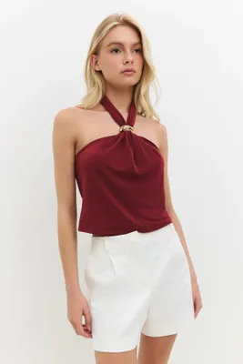 Produktbild von Neckholder-Bluse, Burgundy, XS
