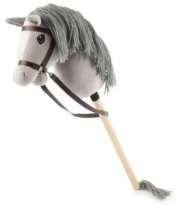 Produktbild von Bieco Hobby Horse Steckenpferd Grauer - Größe S, mit Trense | abnehmbarer Stock & Schweif, für Springreiten, Dressur & Spielen | Hobby Horse Pferde