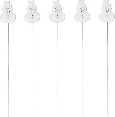 Produktbild von Blumen-Stecker Schneemann weiß mit Metallstab 5 Stück