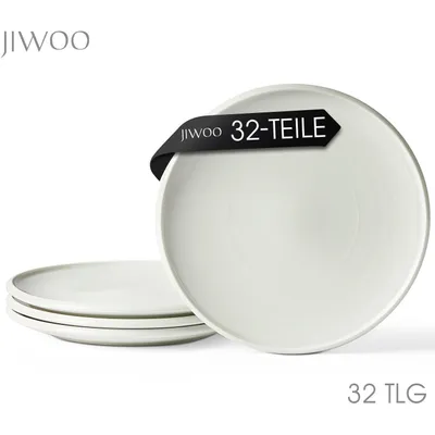 Produktbild von Teller set 32er Ø21,8 cm Kuchenteller Frühstücksteller Essteller Keramik Flachteller set für 32 Personen Plate Mikrowellen- und Spülmaschinenfest