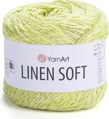 Produktbild von YarnArt Linen Soft Garn - Limonengrün, 100g, Sommermix: Leinen, Viskose, Baumwolle